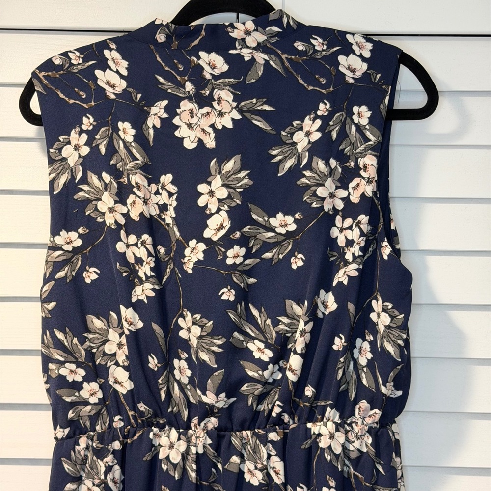 Collective Concepts Hollyn Dress‎ Navy Blue Floral Sleeveless XL Elastic Waist - Picture 7 of 14